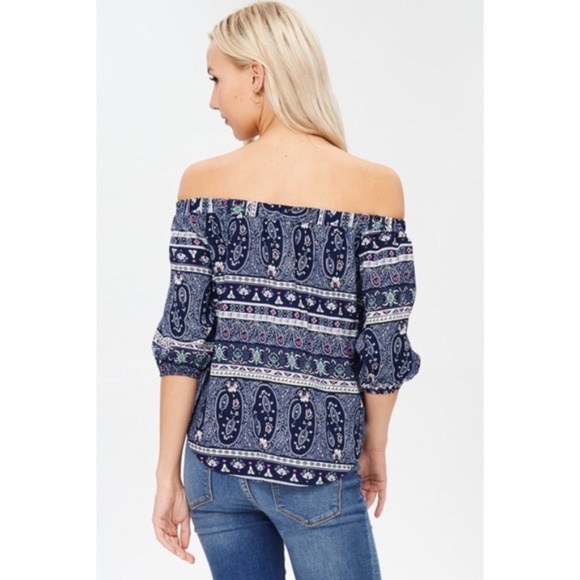 LAST 3 TOPS! GANJI LA-3/4 LENGTH OFF SHOULDER TOP - Picture 4 of 5